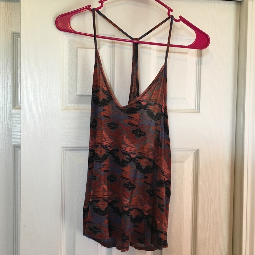 Dark colors purple orange black tank top